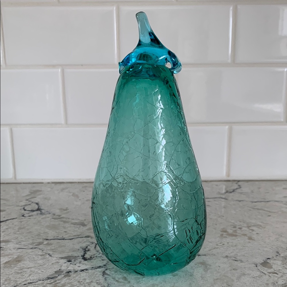 Vintage Blown Crackle Glass Pear